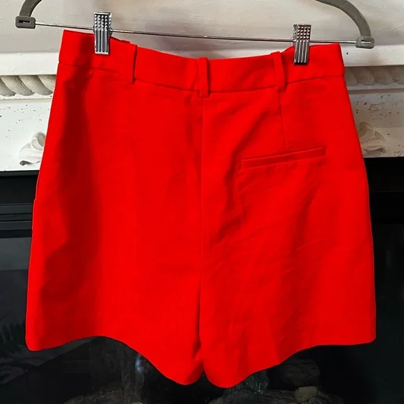 NWOT!!! Zara Vibrant Orange Women's High Waist Shorts with Metallic Accents - Picture 3 of 3